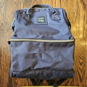 Himawari navy blue waterproof canvas laptop backpack